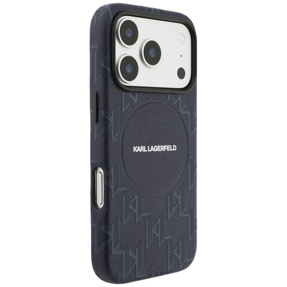 Etui MagSafe dla Apple iPhone 17 Pro Max, Karl Lagerfeld, logo KL Monogram, Niebieskie