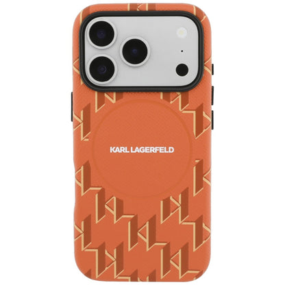 Etui MagSafe dla Apple iPhone 17 Pro Max, Karl Lagerfeld, logo KL Monogram, Pomarańczowe