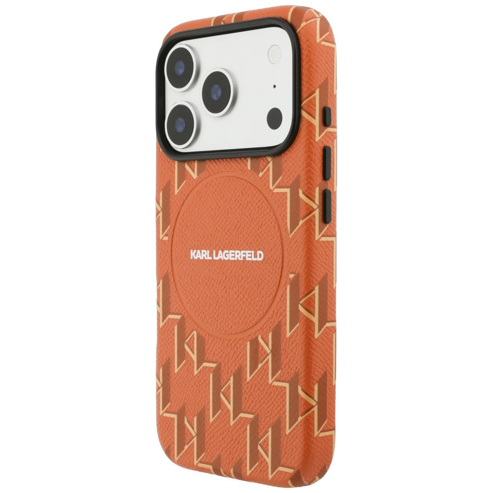 Etui MagSafe dla Apple iPhone 17 Pro Max, Karl Lagerfeld, logo KL Monogram, Pomarańczowe