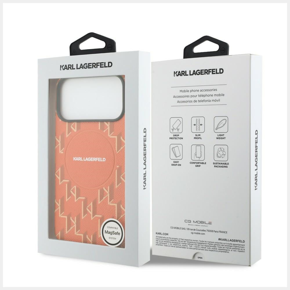 Etui MagSafe dla Apple iPhone 17 Pro Max, Karl Lagerfeld, logo KL Monogram, Pomarańczowe