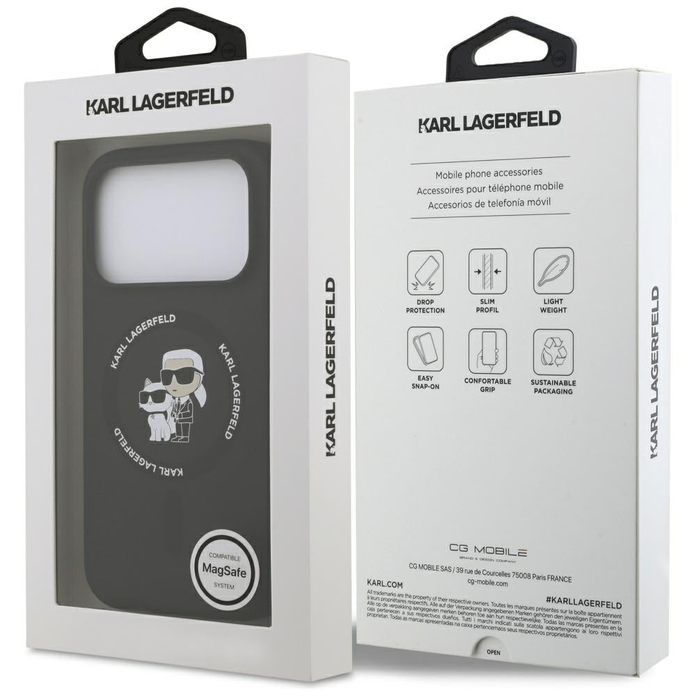 Etui MagSafe dla Apple iPhone 17 Pro Max, Karl Lagerfeld, Ring Karl & Choupette, Czarne