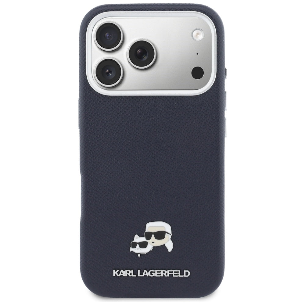 Etui MagSafe dla Apple iPhone 17 Pro Max, Karl Lagerfeld, Saffiano Karl & Choupette Pins, Niebieskie