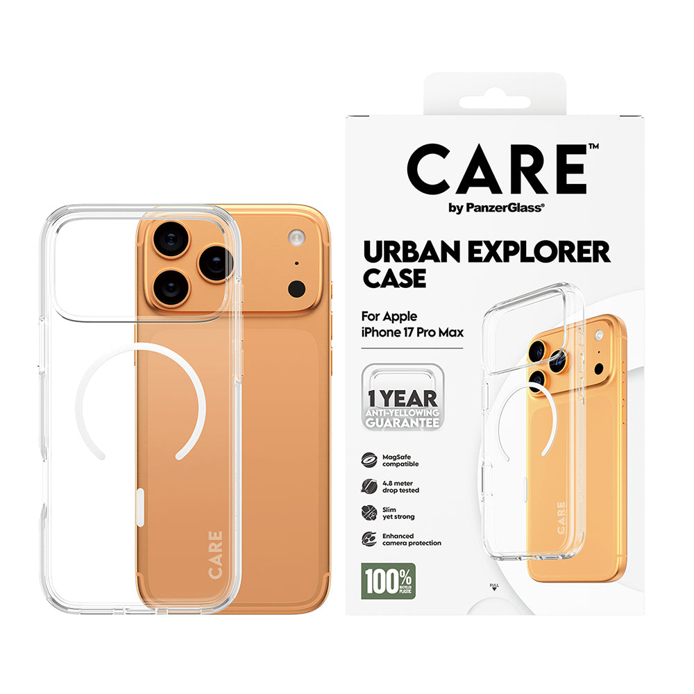 Etui MagSafe dla Apple iPhone 17 Pro Max, PanzerGlass, Care Urban Explorer, Przezroczyste Białe