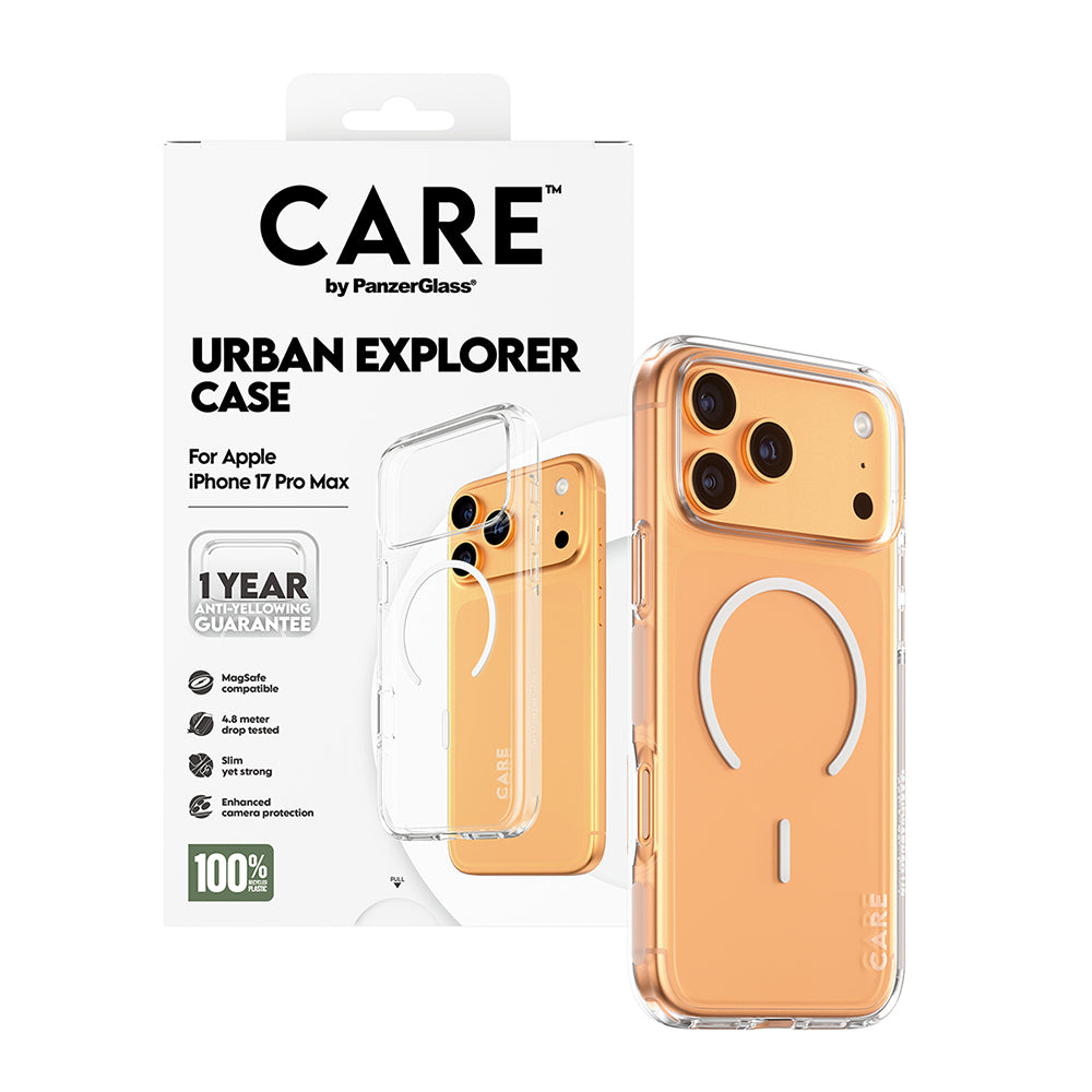Etui MagSafe dla Apple iPhone 17 Pro Max, PanzerGlass, Care Urban Explorer, Przezroczyste Białe