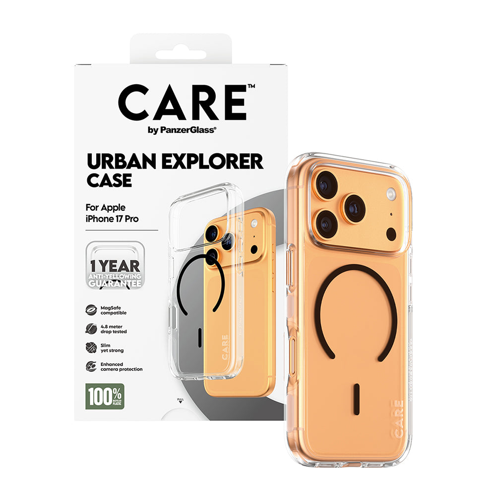 Etui MagSafe dla Apple iPhone 17 Pro Max, PanzerGlass, Care Urban Explorer, Czarne Przezroczyste