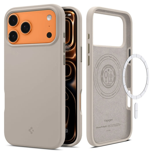Etui MagSafe dla Apple iPhone 17 Pro Max, Spigen, Silicone Fit, Kremowy
