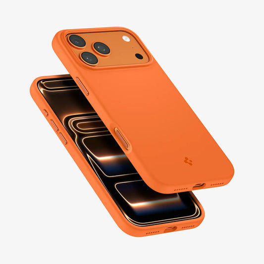 Etui MagSafe do Apple iPhone 17 Pro Max, Spigen, Silicone Fit, Pomarańczowe