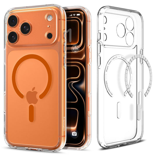 Etui MagSafe dla Apple iPhone 17 Pro Max, Spigen, Ultra Hybrid, Przezroczyste Pomarańczowe