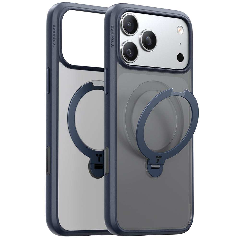 Etui MagSafe dla Apple iPhone 17 Pro Max, Torras, Ostand Spin, Niebieskie