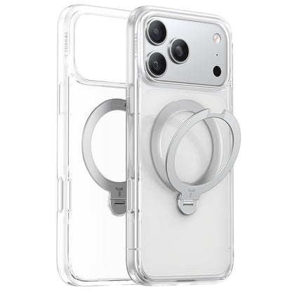 Etui MagSafe dla Apple iPhone 17 Pro Max, Torras, Ostand Spin, Przezroczyste