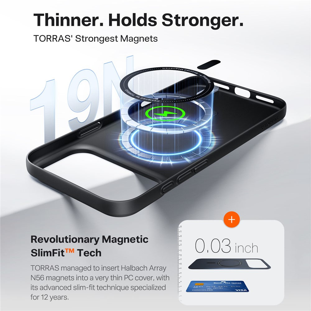Etui MagSafe dla Apple iPhone 17 Pro Max, Torras, SlimFit, Czarne