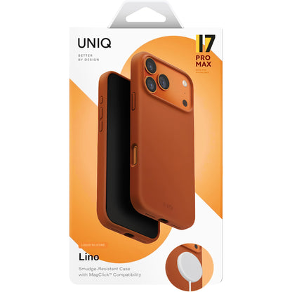 Etui MagSafe dla Apple iPhone 17 Pro Max, UNIQ, Lino MagClick, Ciemnopomarańczowe