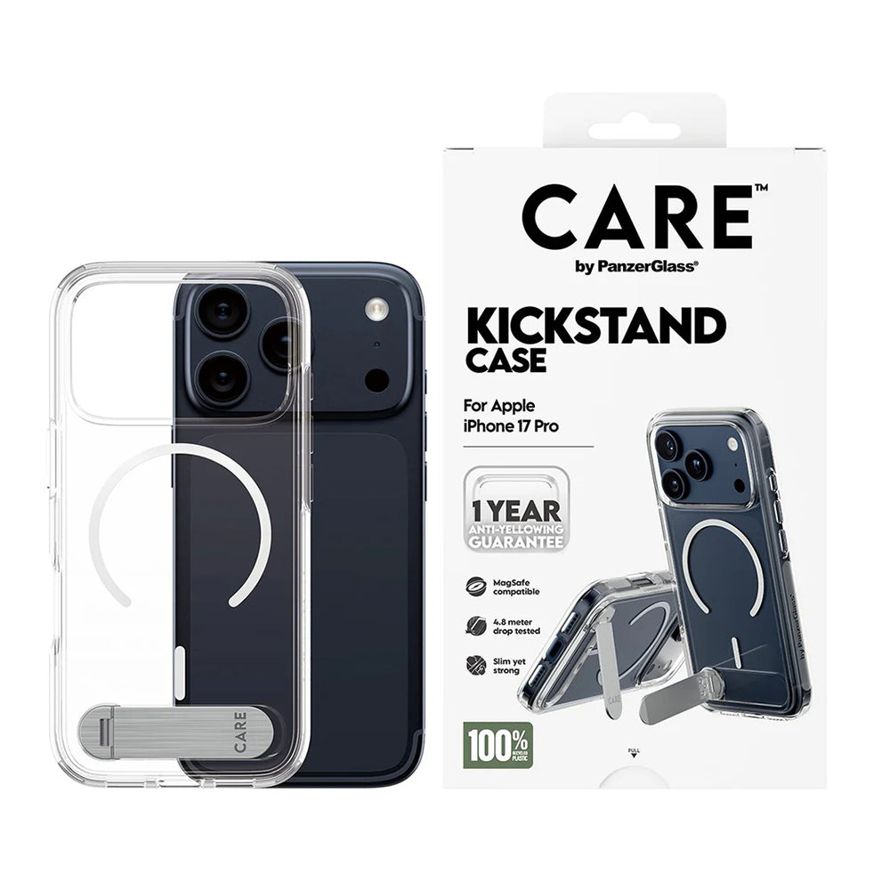 Etui MagSafe dla Apple iPhone 17 Pro, PanzerGlass, z funkcją podstawki, Przezroczyste