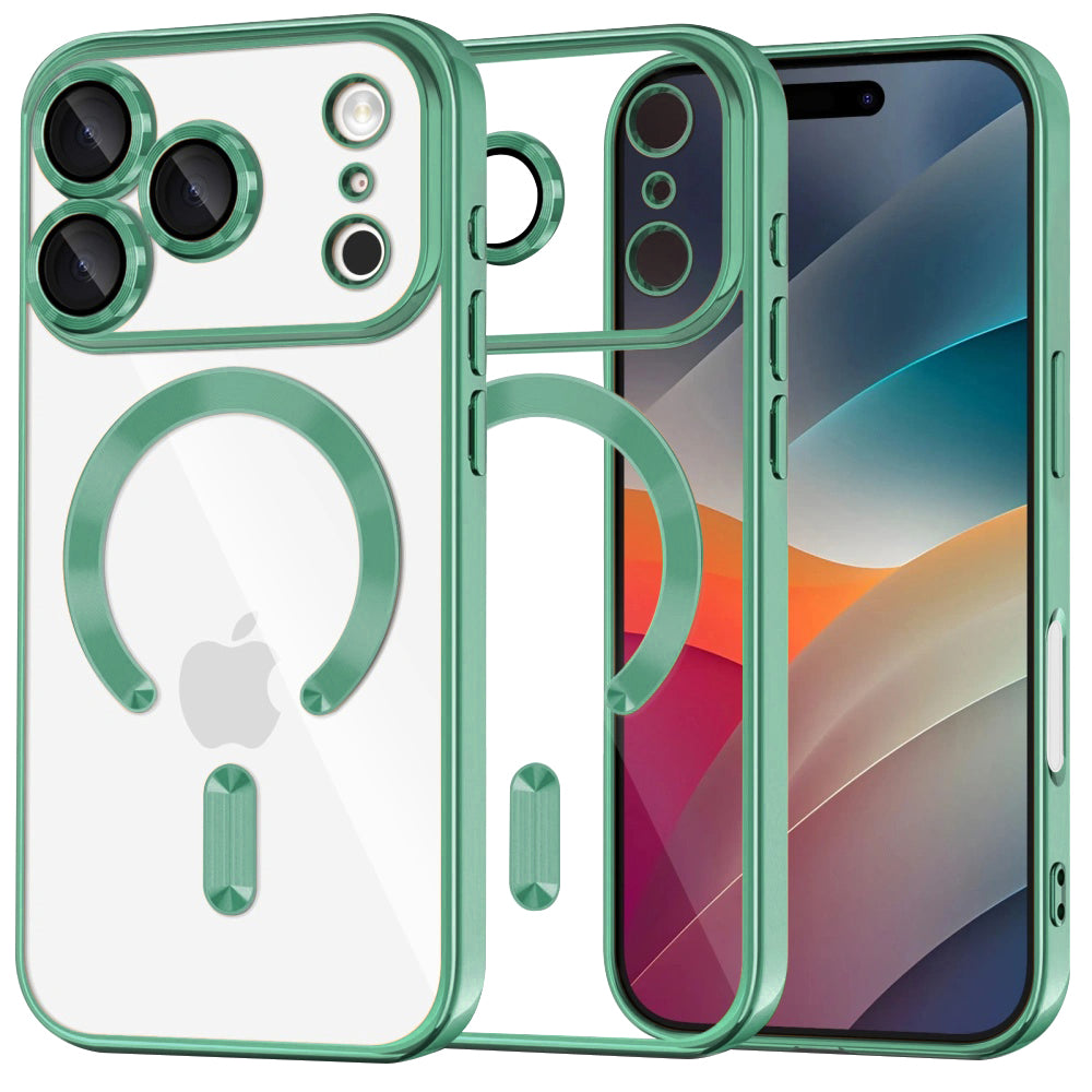 MagSafe Case for Apple iPhone 17 Pro, Techsuit, Luxury Crystal, Light Green