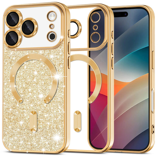 Etui MagSafe dla Apple iPhone 17 Pro, Techsuit, Luxury Glitter, Złote