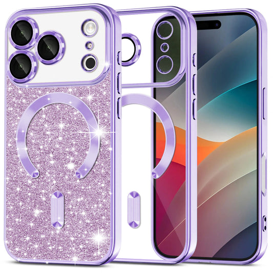 Etui MagSafe dla Apple iPhone 17 Pro, Techsuit, Luxury Glitter, Jasny Fiolet