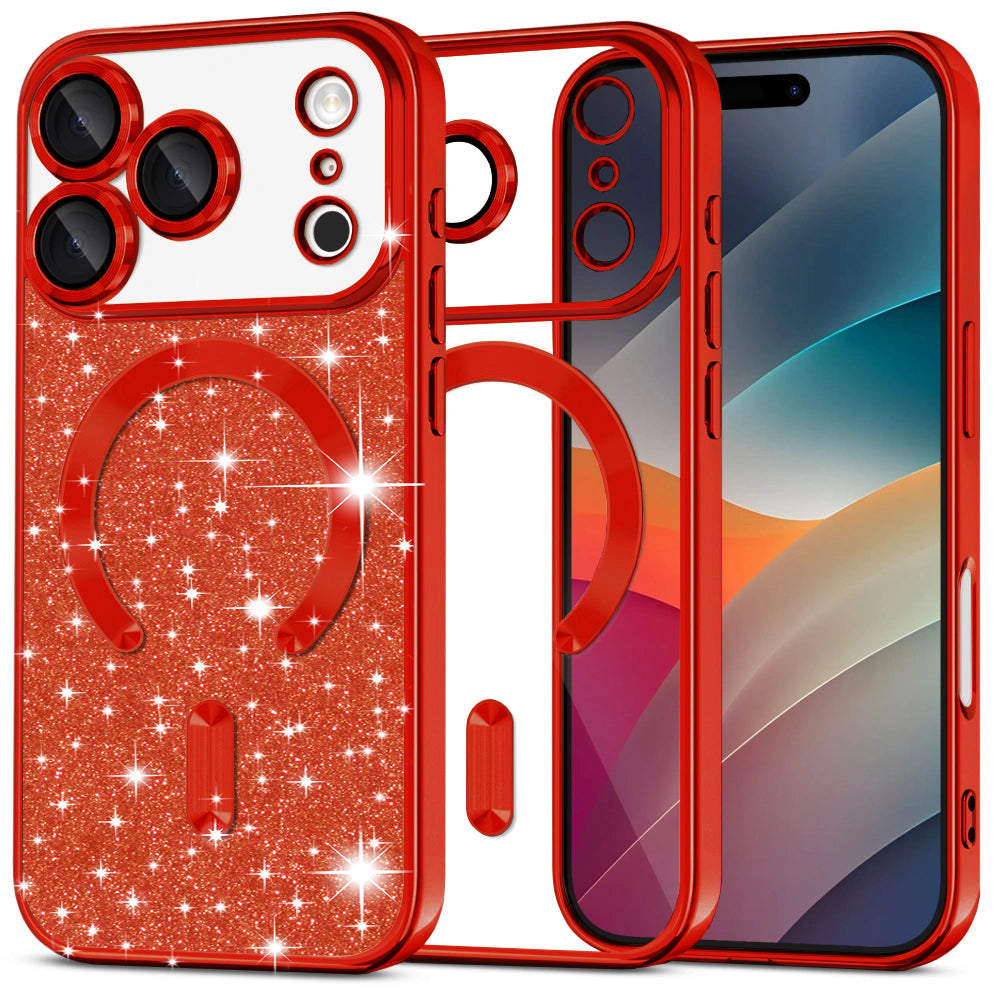 Etui MagSafe dla Apple iPhone 17 Pro, Techsuit, Luxury Glitter, Różowe