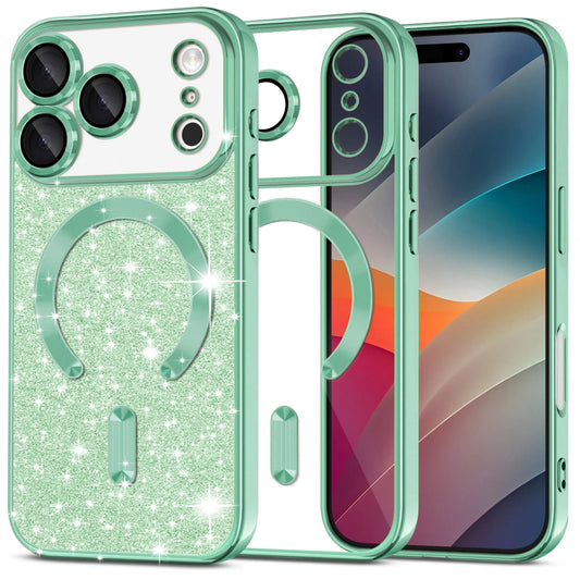 Etui MagSafe dla Apple iPhone 17 Pro, Techsuit, Luxury Glitter, Jasnozielone