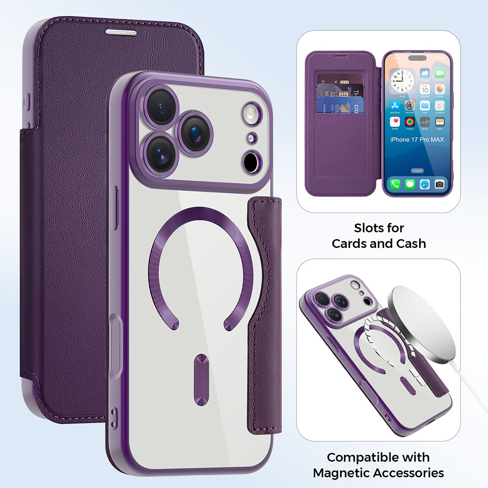 Etui MagSafe dla Apple iPhone 17 Pro, Techsuit, SmartMag Book, Fioletowy