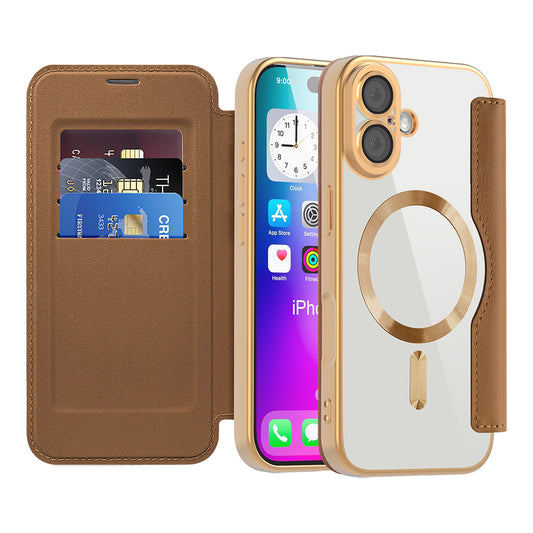 Etui MagSafe dla Apple iPhone 17, Techsuit, SmartMag Book, Brązowy