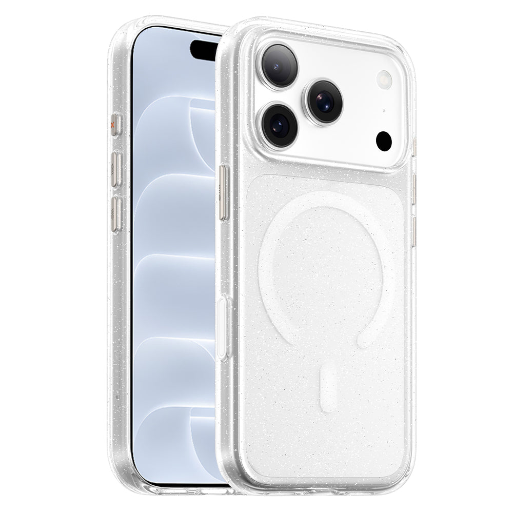 Etui MagSafe do Apple iPhone 18 Pro / 17 Pro, Blueo, Crystal Pro Anti-Drop Glitter, przezroczyste