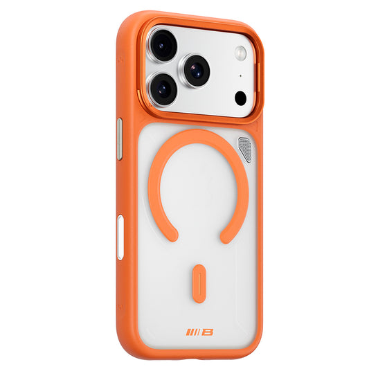 Etui MagSafe do Apple iPhone 18 Pro / 17 Pro, Blueo, Heat Dissipation Stand, pomarańczowe, satynowe, przezroczyste