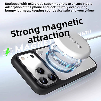 Etui MagSafe do Apple iPhone 18 Pro / 17 Pro, Blueo, Heat Dissipation Stand, pomarańczowe, satynowe, przezroczyste