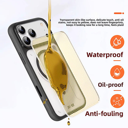Etui MagSafe do Apple iPhone 18 Pro / 17 Pro, Blueo, Heat Dissipation Stand, pomarańczowe, satynowe, przezroczyste