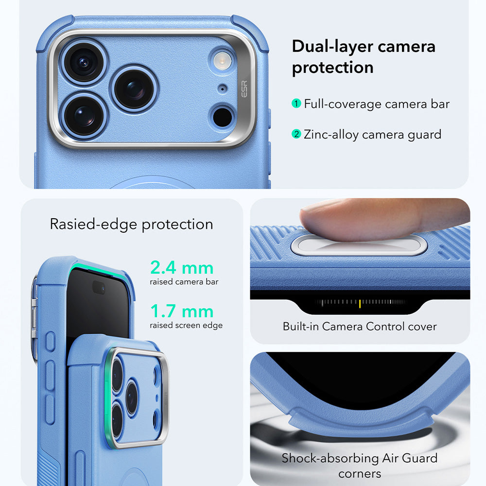 Etui MagSafe do Apple iPhone 18 Pro / 17 Pro, ESR, Cyber Armor Kickstand, Niebieskie