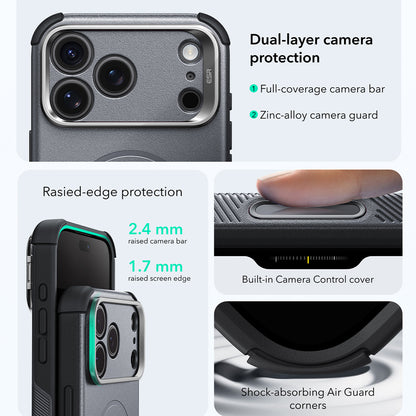 MagSafe Case for Apple iPhone 18 Pro / 17 Pro, ESR, Cyber Armor Kickstand, Gray