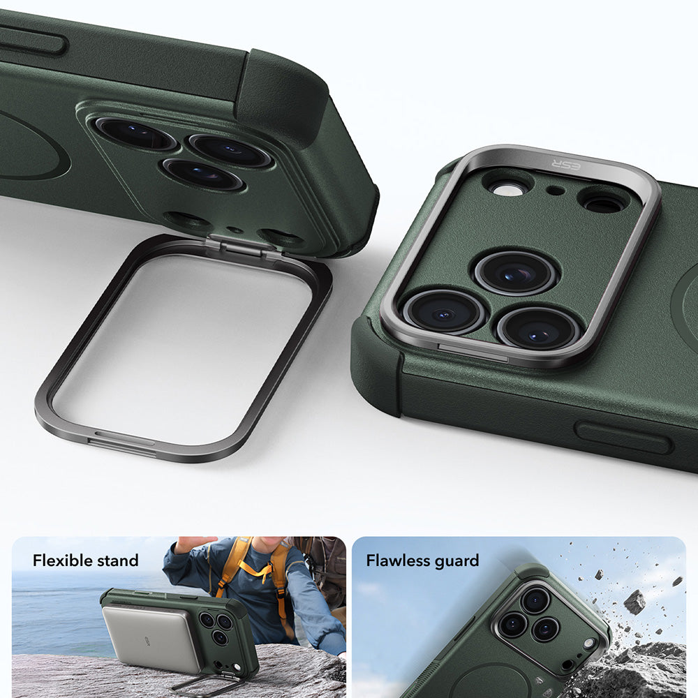Etui MagSafe do Apple iPhone 18 Pro / 17 Pro, ESR, Cyber Armor Kickstand, Zielony