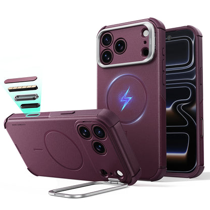 Etui MagSafe do Apple iPhone 18 Pro / 17 Pro, ESR, Cyber Armor Kickstand, Ciemnoczerwony Satynowy