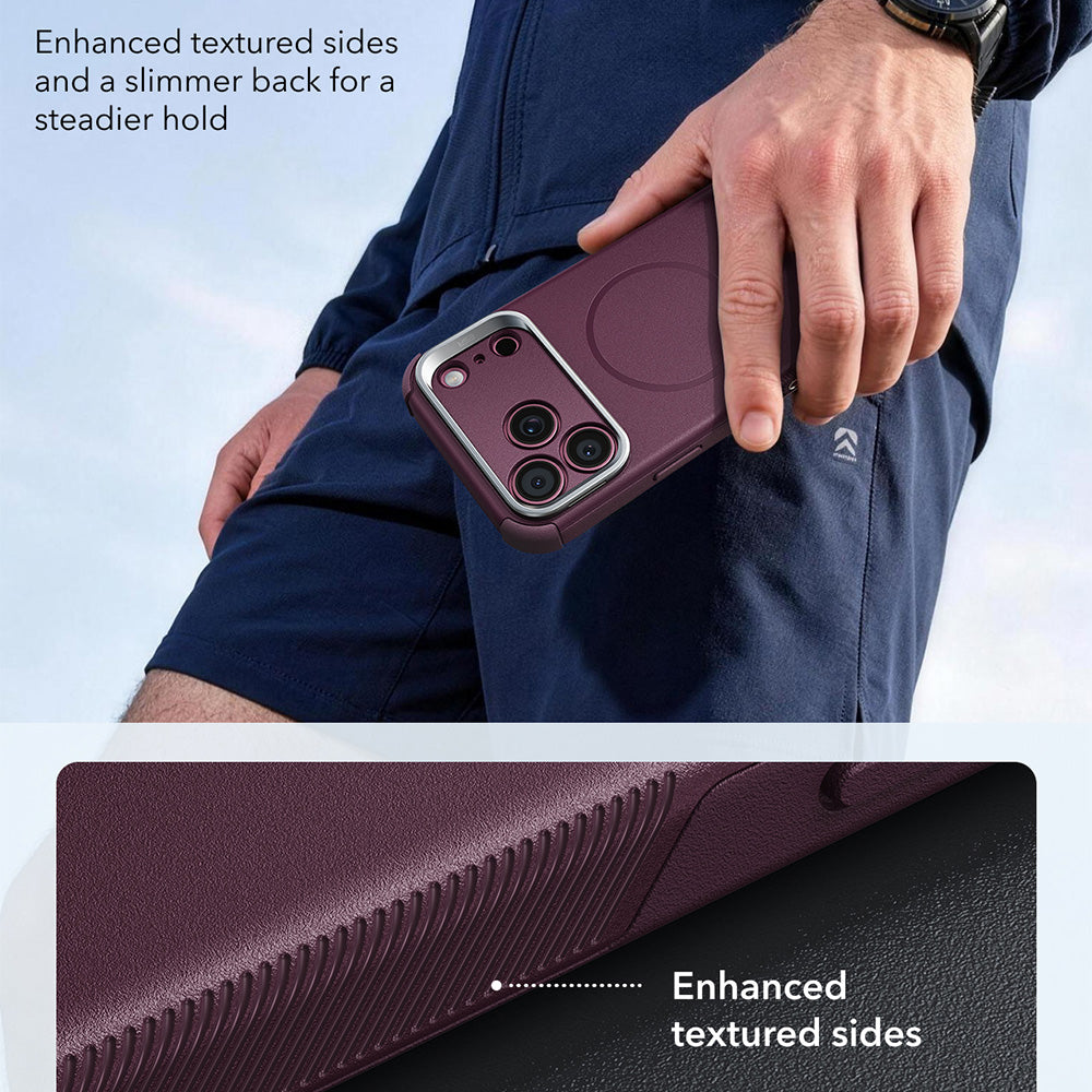 Etui MagSafe do Apple iPhone 18 Pro / 17 Pro, ESR, Cyber Armor Kickstand, Ciemnoczerwony Satynowy