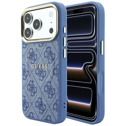 Etui MagSafe do Apple iPhone 18 Pro / 17 Pro, Guess, 4G Embossed Classic, Niebieskie