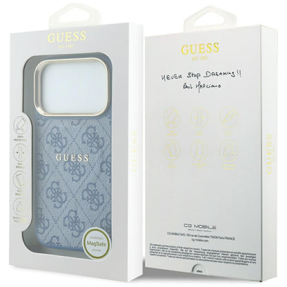 Etui MagSafe do Apple iPhone 18 Pro / 17 Pro, Guess, 4G Embossed Classic, Niebieskie