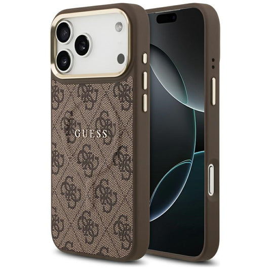 MagSafe Case for Apple iPhone 18 Pro / 17 Pro, Guess, 4G Embossed Ring Classic Logo, Brown