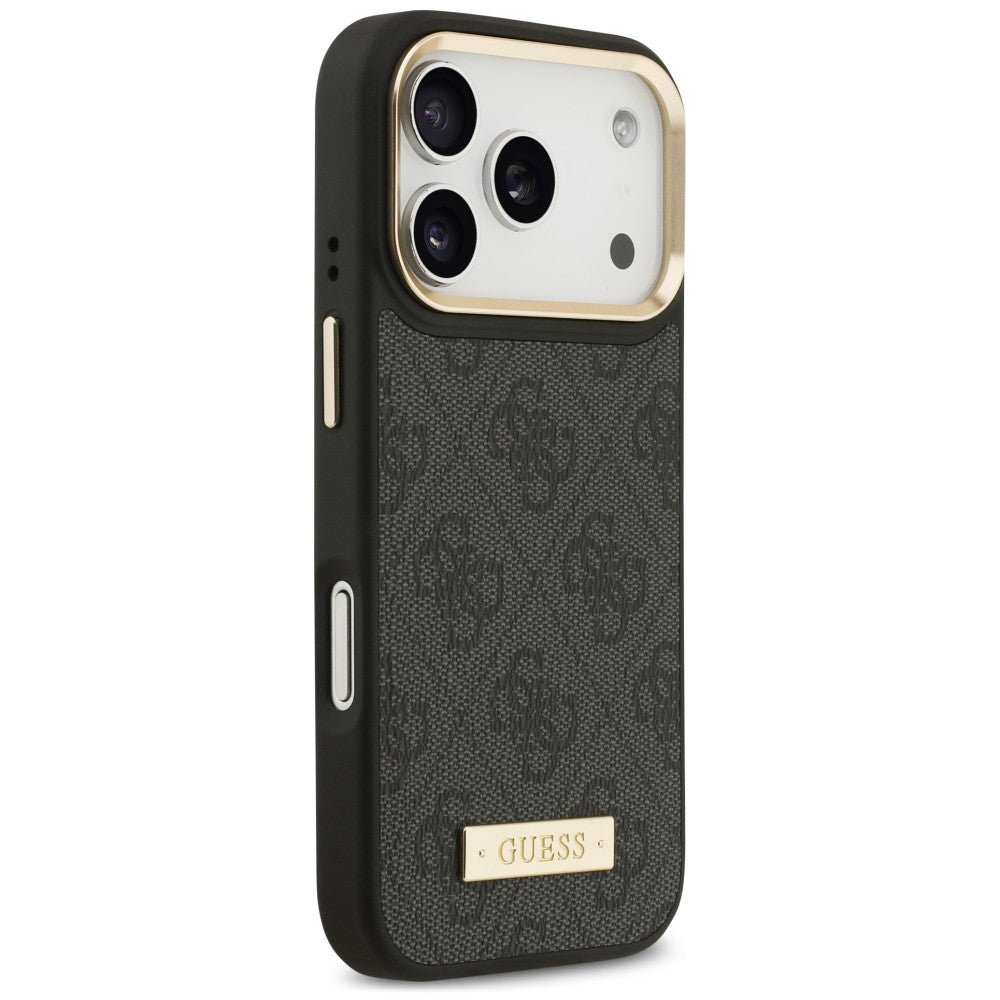 Etui MagSafe do Apple iPhone 18 Pro / 17 Pro, Guess, 4G Logo Plate, czarne