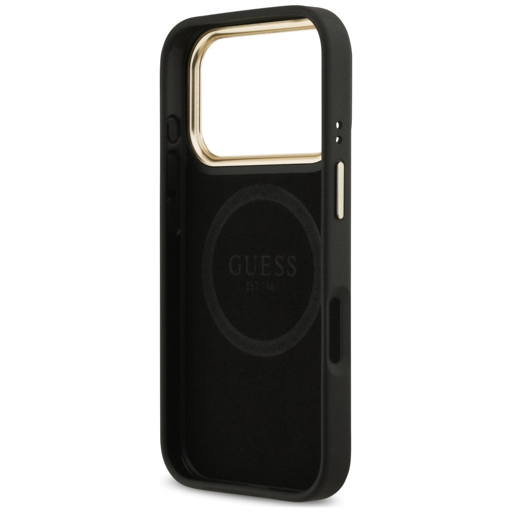 Etui MagSafe do Apple iPhone 18 Pro / 17 Pro, Guess, 4G Logo Plate, czarne