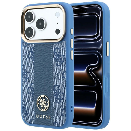 Etui MagSafe do Apple iPhone 18 Pro / 17 Pro, Guess, 4G Stripe Round Classic Logo, Niebieskie