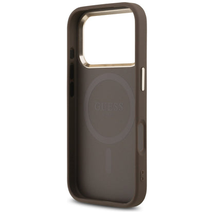 MagSafe Case for Apple iPhone 18 Pro / 17 Pro, Guess, 4G Triangle Logo, Brown