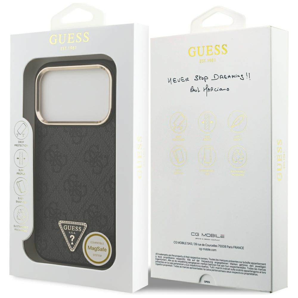 Etui MagSafe do Apple iPhone 18 Pro / 17 Pro, Guess, 4G Triangle Logo, czarne