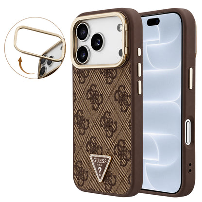 Etui MagSafe do Apple iPhone 18 Pro / 17 Pro, Guess, 4G Triangle Logo & Stand Camera, brązowy