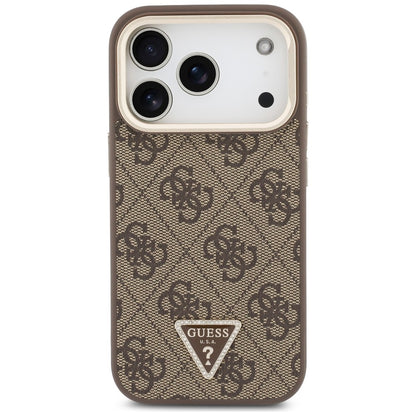 Etui MagSafe do Apple iPhone 18 Pro / 17 Pro, Guess, 4G Triangle Logo & Stand Camera, brązowy