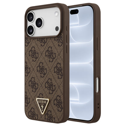 Etui MagSafe do Apple iPhone 18 Pro / 17 Pro, Guess, 4G Triangle Strass, Brązowe