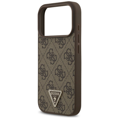 Etui MagSafe do Apple iPhone 18 Pro / 17 Pro, Guess, 4G Triangle Strass, Brązowe