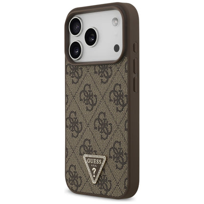 Etui MagSafe do Apple iPhone 18 Pro / 17 Pro, Guess, 4G Triangle Strass, Brązowe