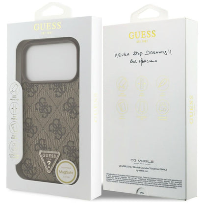 Etui MagSafe do Apple iPhone 18 Pro / 17 Pro, Guess, 4G Triangle Strass, Brązowe