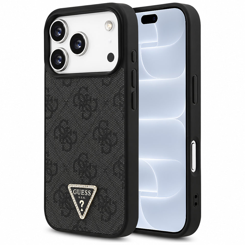 Etui MagSafe do Apple iPhone 18 Pro / 17 Pro, Guess, 4G Triangle Strass, Czarna