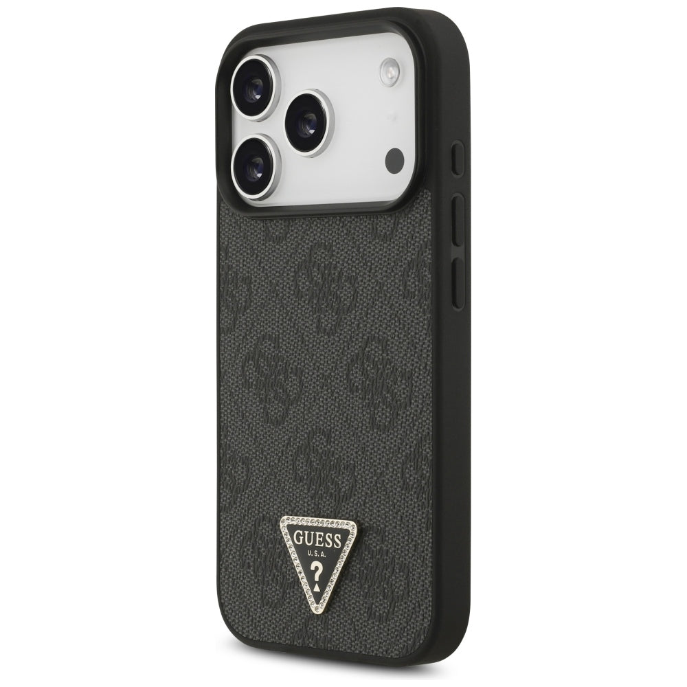 Etui MagSafe do Apple iPhone 18 Pro / 17 Pro, Guess, 4G Triangle Strass, Czarna