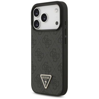 Etui MagSafe do Apple iPhone 18 Pro / 17 Pro, Guess, 4G Triangle Strass, Czarna